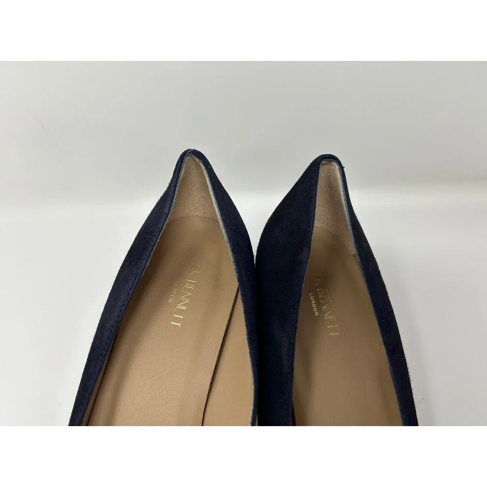 LK Bennett London Navy Suede Kitten Heels Pointed Toe Pumps Womens 41 EUR 10 US